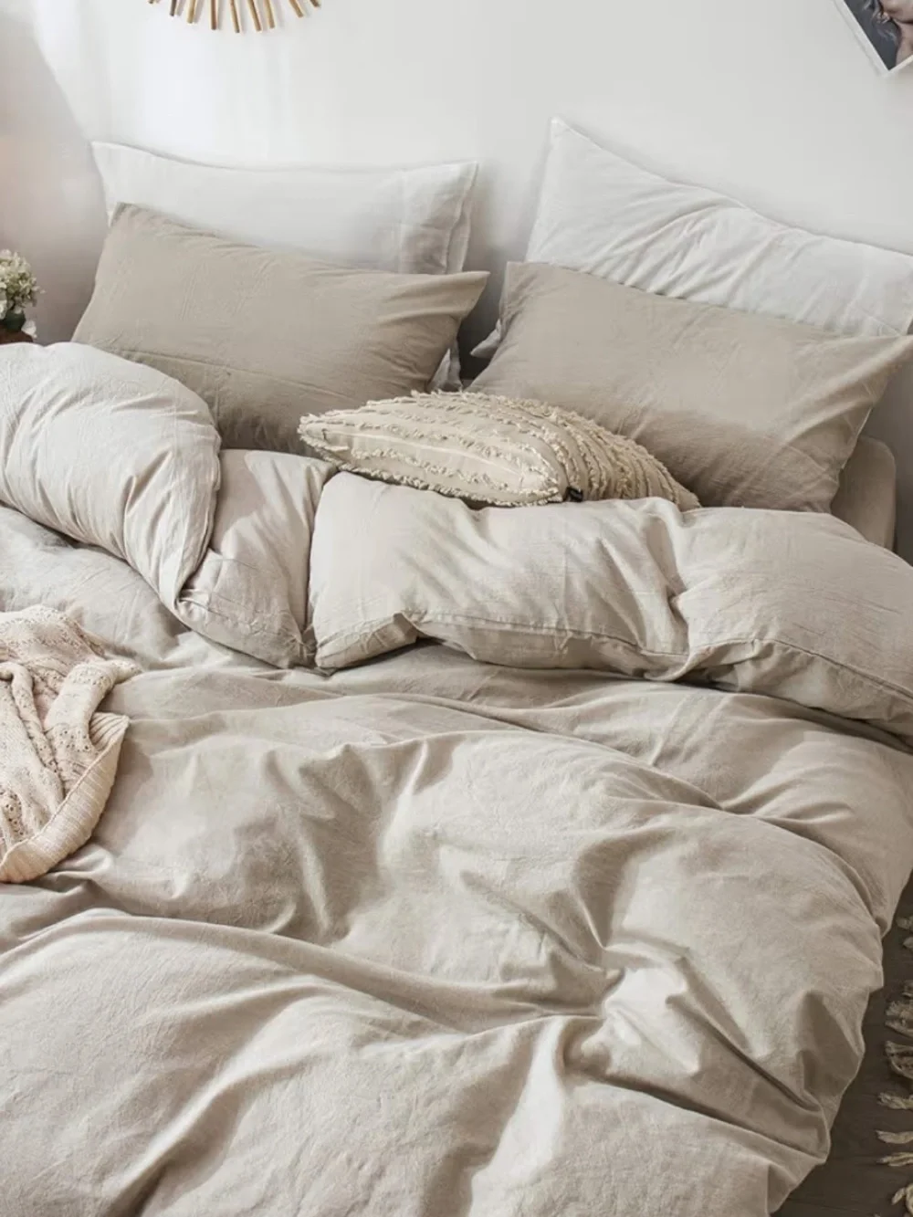 NEW MooMee Duvet Cover Set 100% Washed Cotton Linen like, Oversized Full